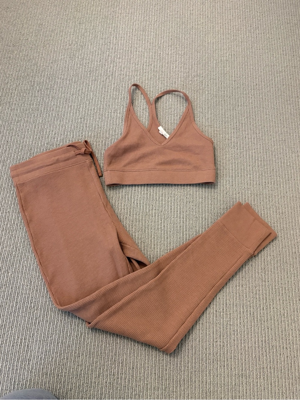 Skin Waffle Leggings and Bra Set